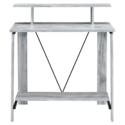 ACME Nypho Wooden 2 Shelves Writing Desk In Antique White And Black 12 ACME Nypho Wooden 2 Shelves Writing Desk In Antique White And Black -CYMAX Sales 2019527 8 L