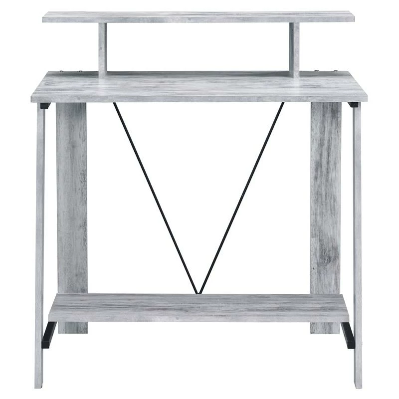 ACME Nypho Wooden 2 Shelves Writing Desk In Antique White And Black 6 ACME Nypho Wooden 2 Shelves Writing Desk In Antique White And Black - Image 4
