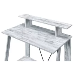 ACME Nypho Wooden 2 Shelves Writing Desk In Antique White And Black 13 ACME Nypho Wooden 2 Shelves Writing Desk In Antique White And Black -CYMAX Sales 2019527 9 L