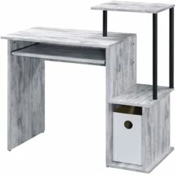 ACME Lyphre Wooden Top Computer Desk In Antique White And Black