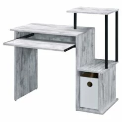 ACME Lyphre Wooden Top Computer Desk In Antique White And Black -CYMAX Sales 2019536 8 L