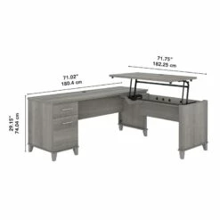 Bush Furniture Somerset 72W 3 Position Sit To Stand L Desk In Hansen Cherry -CYMAX Sales 2020875 5 L