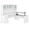 Bush Furniture Somerset 72W Sit Stand L Desk With Hutch In Maple Cross