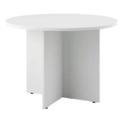 42W Round Conference Table With Wood Base In White - Engineered Wood -CYMAX Sales 2025316 L