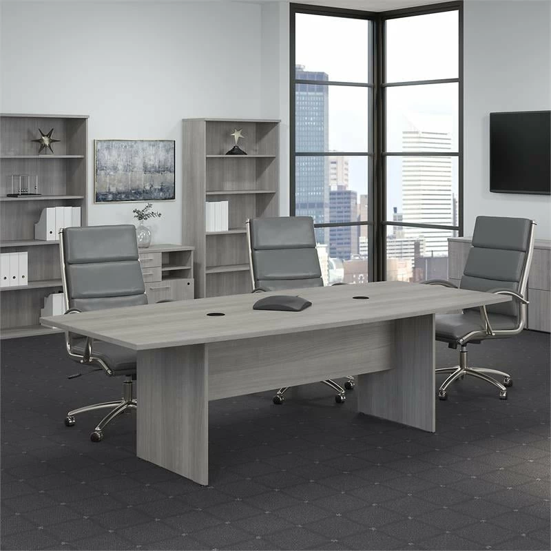 Bush Business Furniture 96W X 42D Conference Table With Wood Base In Storm Gray 4 Bush Business Furniture 96W X 42D Conference Table With Wood Base In Storm Gray - Image 2