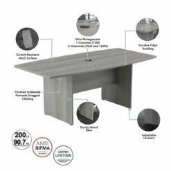 Bush Business Furniture 96W X 42D Conference Table With Wood Base In Storm Gray 24 Bush Business Furniture 96W X 42D Conference Table With Wood Base In Storm Gray -CYMAX Sales 2025317 2 L 1