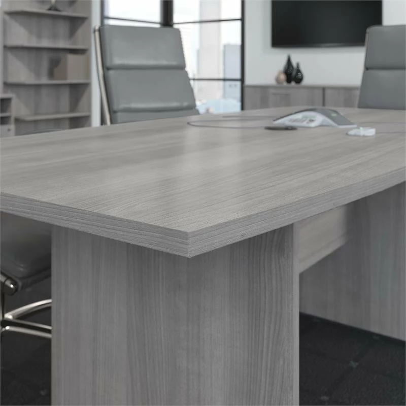Bush Business Furniture 96W X 42D Conference Table With Wood Base In Storm Gray 7 Bush Business Furniture 96W X 42D Conference Table With Wood Base In Storm Gray - Image 5