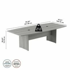 Bush Business Furniture 96W X 42D Conference Table With Wood Base In Storm Gray 27 Bush Business Furniture 96W X 42D Conference Table With Wood Base In Storm Gray -CYMAX Sales 2025317 5 L 1
