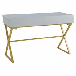 Linon Campaign Two Drawer Metal Desk In White -CYMAX Sales 2026280 11 L 1