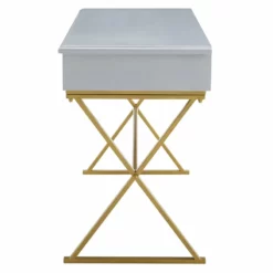 Linon Campaign Two Drawer Metal Desk In White -CYMAX Sales 2026280 13 L 1