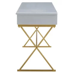 Linon Campaign Two Drawer Metal Desk In Blue -CYMAX Sales 2026280 13 L