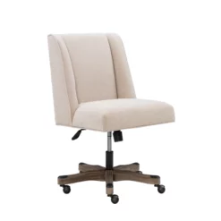 Linon Draper Upholstered Swivel Office Chair In Natural Linen 20 Linon Draper Upholstered Swivel Office Chair In Natural Linen -CYMAX Sales 2103566 17 L