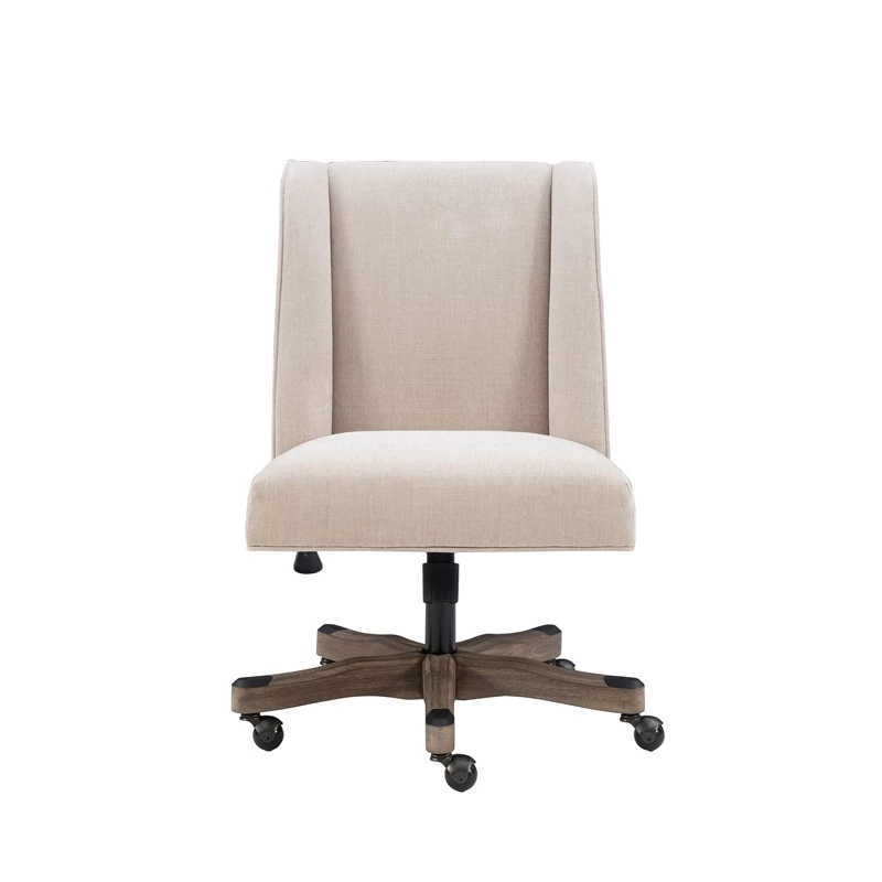 Linon Draper Upholstered Swivel Office Chair In Natural Linen 6 Linon Draper Upholstered Swivel Office Chair In Natural Linen - Image 4
