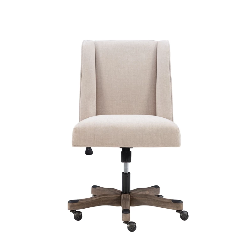 Linon Draper Upholstered Swivel Office Chair In Natural Linen 7 Linon Draper Upholstered Swivel Office Chair In Natural Linen - Image 5