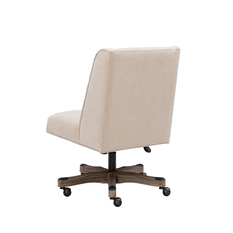 Linon Draper Upholstered Swivel Office Chair In Natural Linen 10 Linon Draper Upholstered Swivel Office Chair In Natural Linen - Image 8