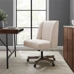Linon Draper Upholstered Swivel Office Chair In Natural Linen 31 Linon Draper Upholstered Swivel Office Chair In Natural Linen -CYMAX Sales 2103566 28 L