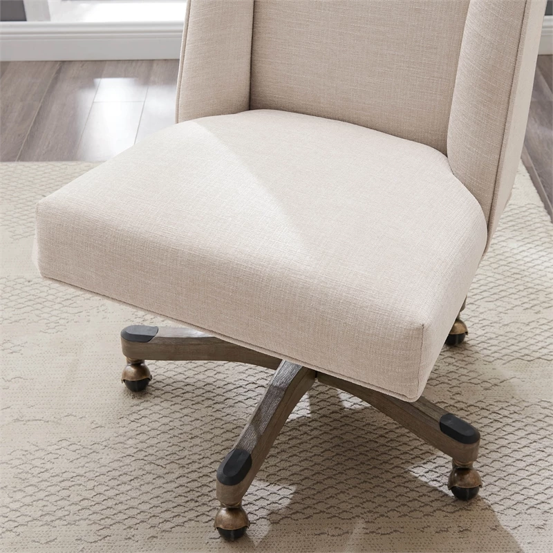Linon Draper Upholstered Swivel Office Chair In Natural Linen 17 Linon Draper Upholstered Swivel Office Chair In Natural Linen - Image 15