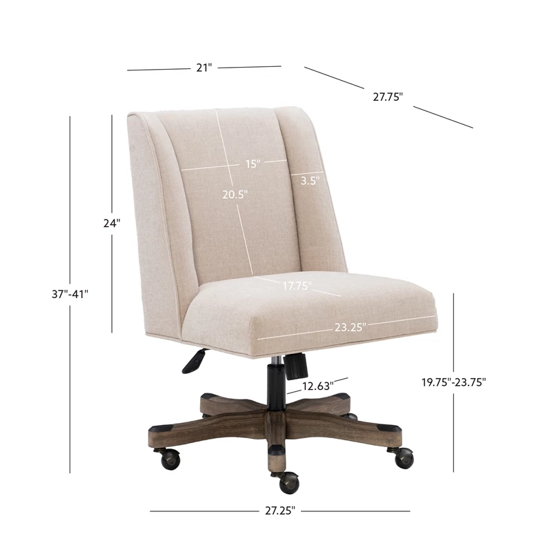 Linon Draper Upholstered Swivel Office Chair In Natural Linen 18 Linon Draper Upholstered Swivel Office Chair In Natural Linen - Image 16