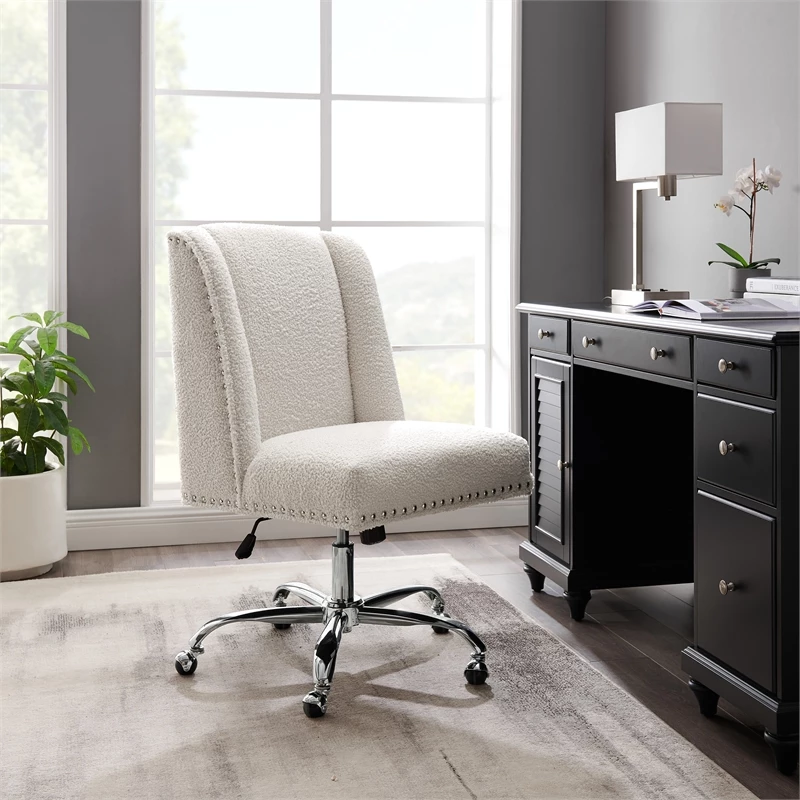 Linon Draper Wood Upholstered Office Chair In Charcoal Gray 9 Linon Draper Wood Upholstered Office Chair In Charcoal Gray - Image 7