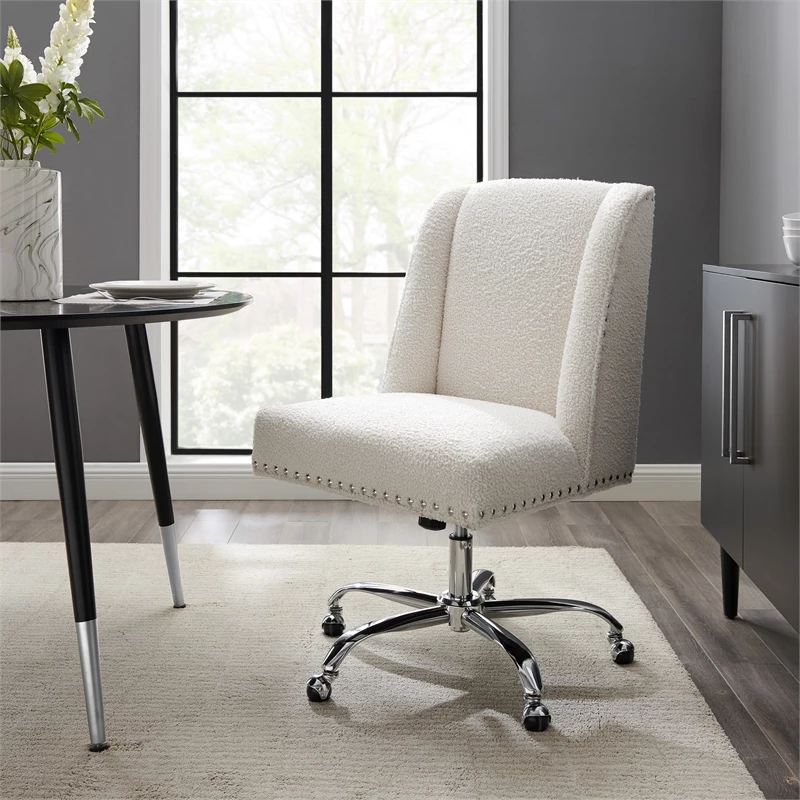 Linon Draper Wood Upholstered Office Chair In Charcoal Gray 11 Linon Draper Wood Upholstered Office Chair In Charcoal Gray - Image 9