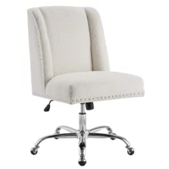 Linon Draper Wood Upholstered Office Chair In Charcoal Gray
