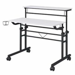 Techni Mobili Engineered Wood Adjustable Desktop/Shelves Writing Desk - White