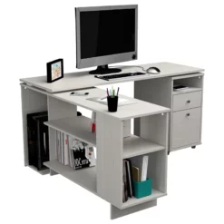 Inval L-Shaped Engineered Wood Reversible Computer Desk In Washed Oak -CYMAX Sales 2106395 2 L