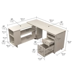 Inval L-Shaped Engineered Wood Reversible Computer Desk In Washed Oak -CYMAX Sales 2106395 7 L