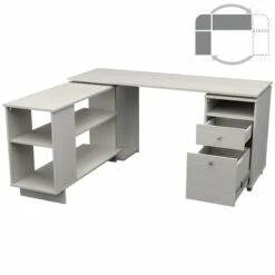 Inval L-Shaped Engineered Wood Reversible Computer Desk In Washed Oak