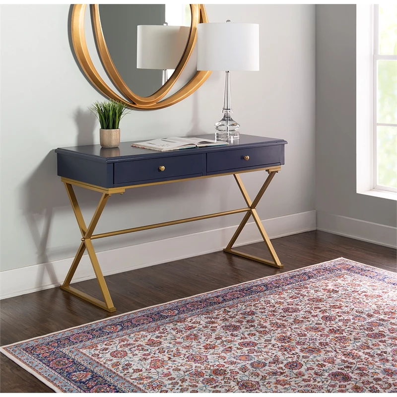 Allora Two Drawer Metal Desk In Blue 8 Allora Two Drawer Metal Desk In Blue - Image 6