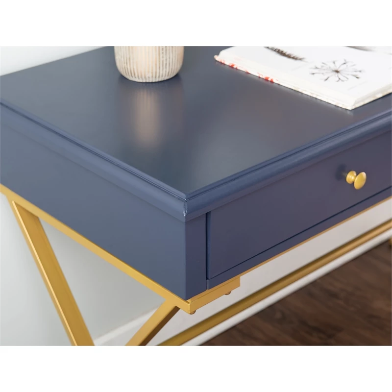 Allora Two Drawer Metal Desk In Blue 9 Allora Two Drawer Metal Desk In Blue - Image 7