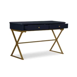Allora Two Drawer Metal Desk In Blue 23 Allora Two Drawer Metal Desk In Blue -CYMAX Sales 2107257 5 L
