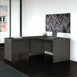 Studio C 60W X 30D L Shaped Desk With 42W Return In Storm Gray - Engineered Wood -CYMAX Sales 2108862 1 L