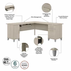 Somerset 72W L Shaped Desk With Hutch In White And Storm Gray - Engineered Wood -CYMAX Sales 2108895 2 L