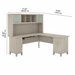 Somerset 72W L Shaped Desk With Hutch In White And Storm Gray - Engineered Wood -CYMAX Sales 2108895 5 L