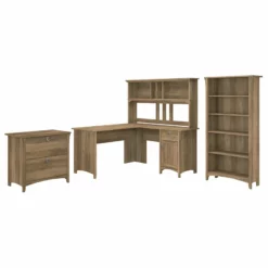 Salinas L Shaped Desk With Hutch And Storage In White/Shiplap - Engineered Wood -CYMAX Sales 2108928 7 L