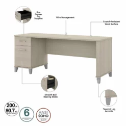 Bush Furniture Somerset 72W Sit Stand L Desk With Hutch In Maple Cross -CYMAX Sales 2108937 2 L