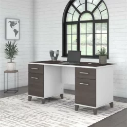 Bush Furniture Somerset 60W Office Desk In Ash Gray - Engineered Wood -CYMAX Sales 2109042 1 L
