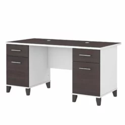 Somerset 60W Office Desk With Drawers In White - Engineered Wood