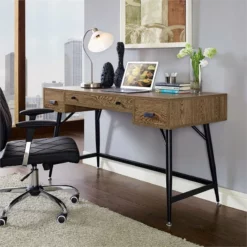 Allora Modern Office Desk In Walnut -CYMAX Sales 2109508 4 L