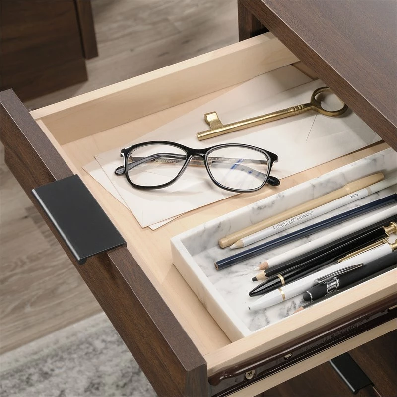 Sauder Englewood Engineered Wood Executive Desk In Spiced Mahogany 14 Sauder Englewood Engineered Wood Executive Desk In Spiced Mahogany - Image 12