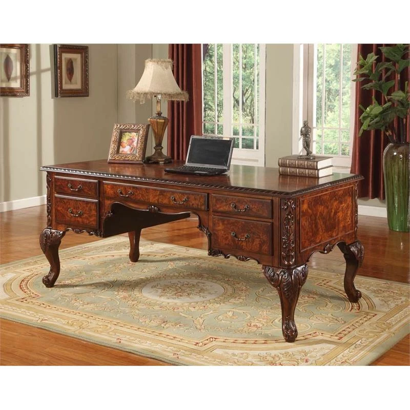 Best Master CDExecutive 72" Wood Office Desk With Hand Carved Designs In Cherry 4 Best Master CDExecutive 72" Wood Office Desk With Hand Carved Designs In Cherry - Image 2