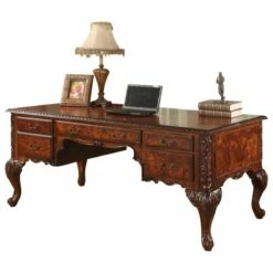 Best Master CDExecutive 72" Wood Office Desk With Hand Carved Designs In Cherry