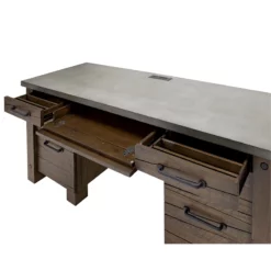 Jasper Rustic Wood Home Office Desk Fully Assembled Brown With Concrete Top -CYMAX Sales 2118295 2 L