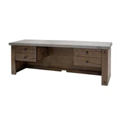 Jasper Rustic Wood Home Office Desk Fully Assembled Brown With Concrete Top -CYMAX Sales 2118295 9 L