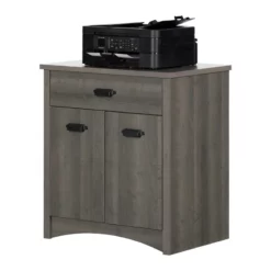 Set Of Desk And 1 Printer Cabinet-Gray Maple-South Shore -CYMAX Sales 2119038 2 L