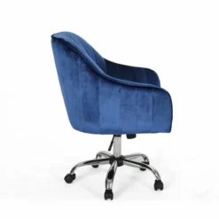 Noble House Channeled Glam Velvet Home Office Swivel Chair In Navy Blue -CYMAX Sales 2119852 7 L