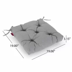 Noble House Banff Indoor Fabric Classic Tufted Chair Cushion In Charcoal -CYMAX Sales 2120090 7 L