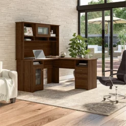 Cabot L Shaped Desk With Hutch In Heather Gray - Engineered Wood -CYMAX Sales 2121547 8 L