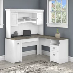 Fairview 60W L Shaped Desk With Hutch In Cape Cod Gray - Engineered Wood -CYMAX Sales 2123899 1 L